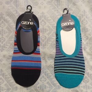 Ozone Men's Colorful Striped No-Show Socks - Black and Blue